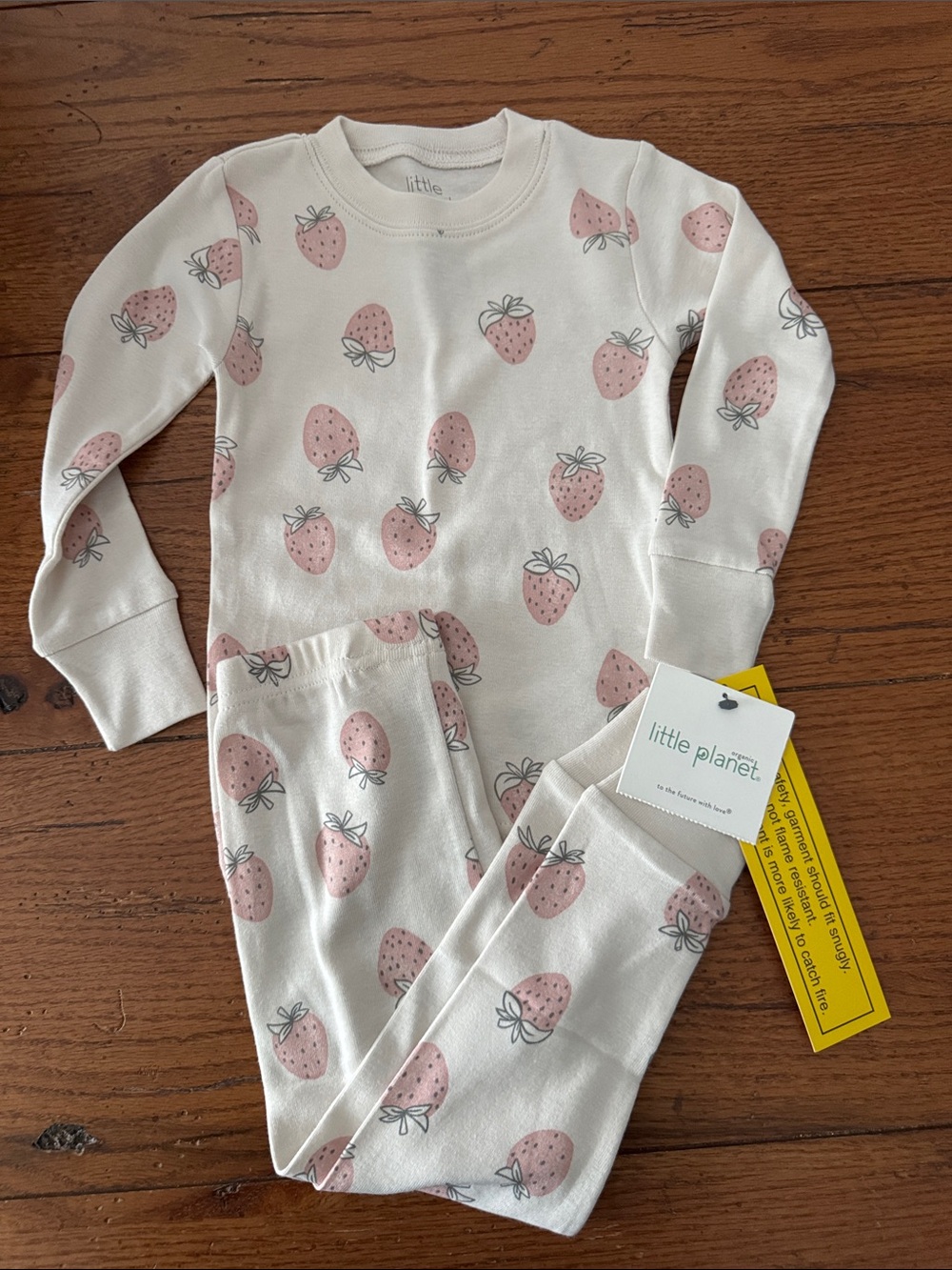 Little Planet Pink Strawberry Print Kids Pajama Set